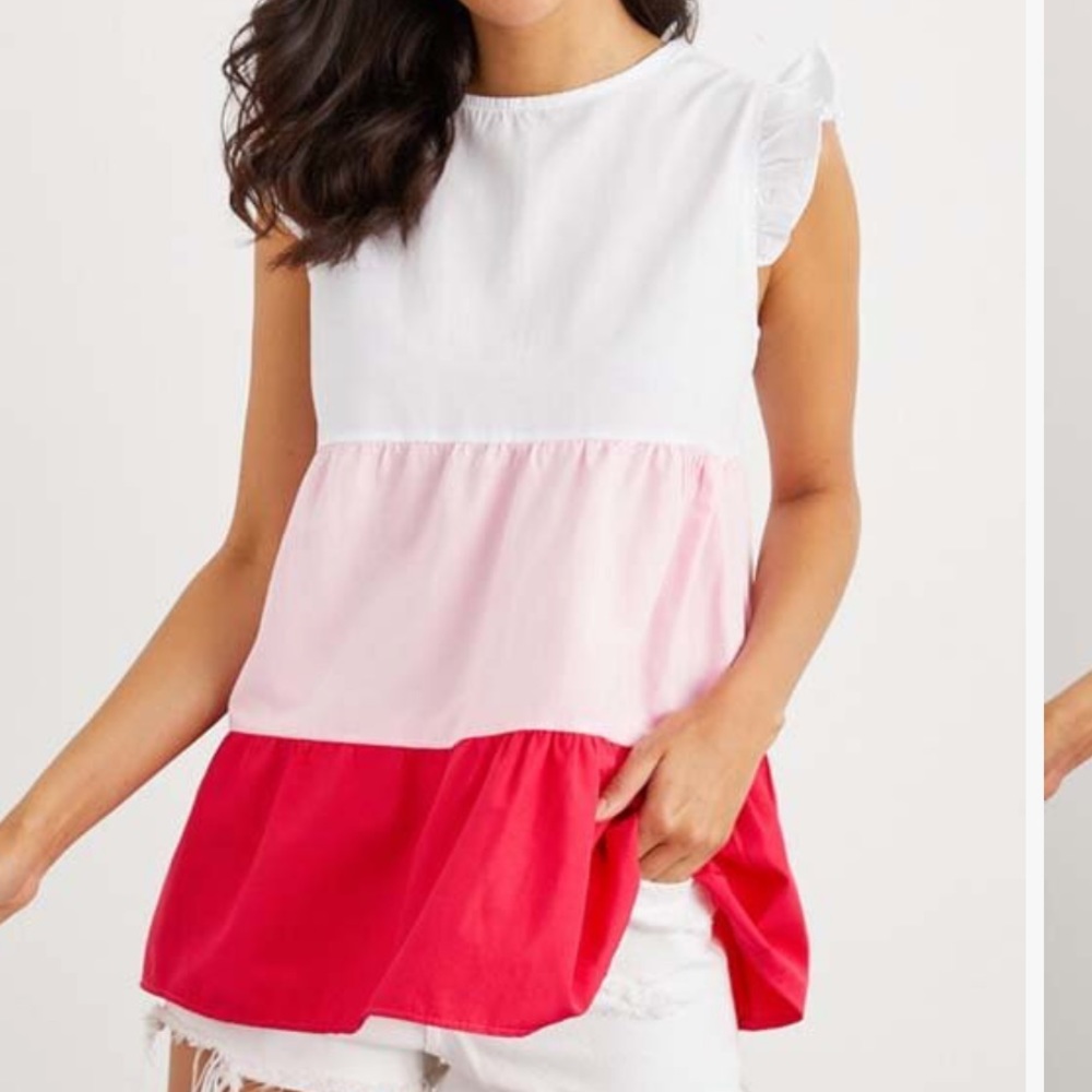 Cute colorblock babydoll tunic top